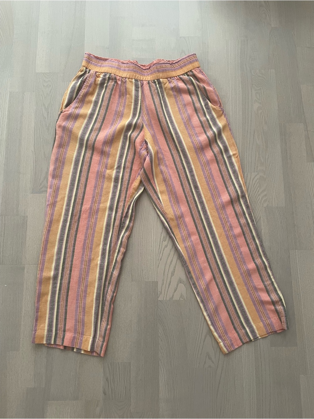DREW Anthropologie Soft Striped Pastel Lightweight Capri Pants